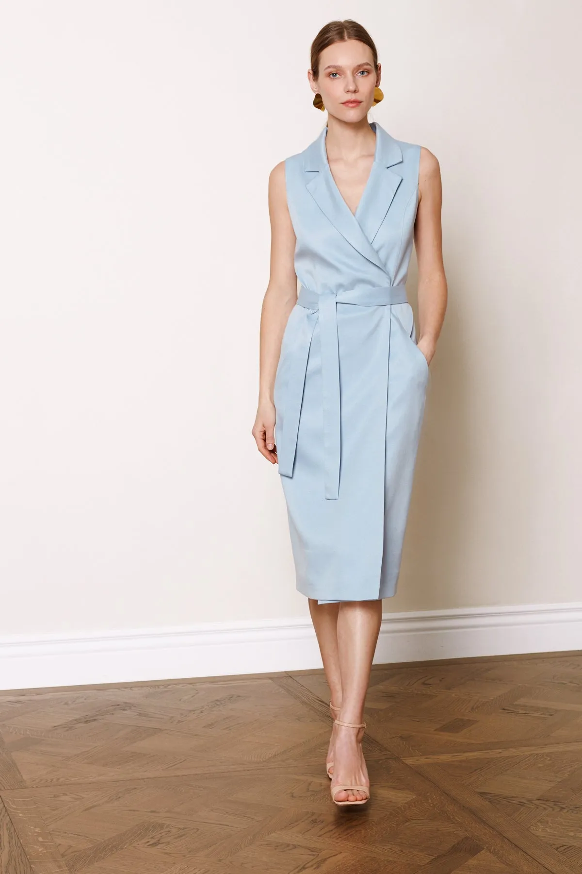 ALBA light blue midi vest dress