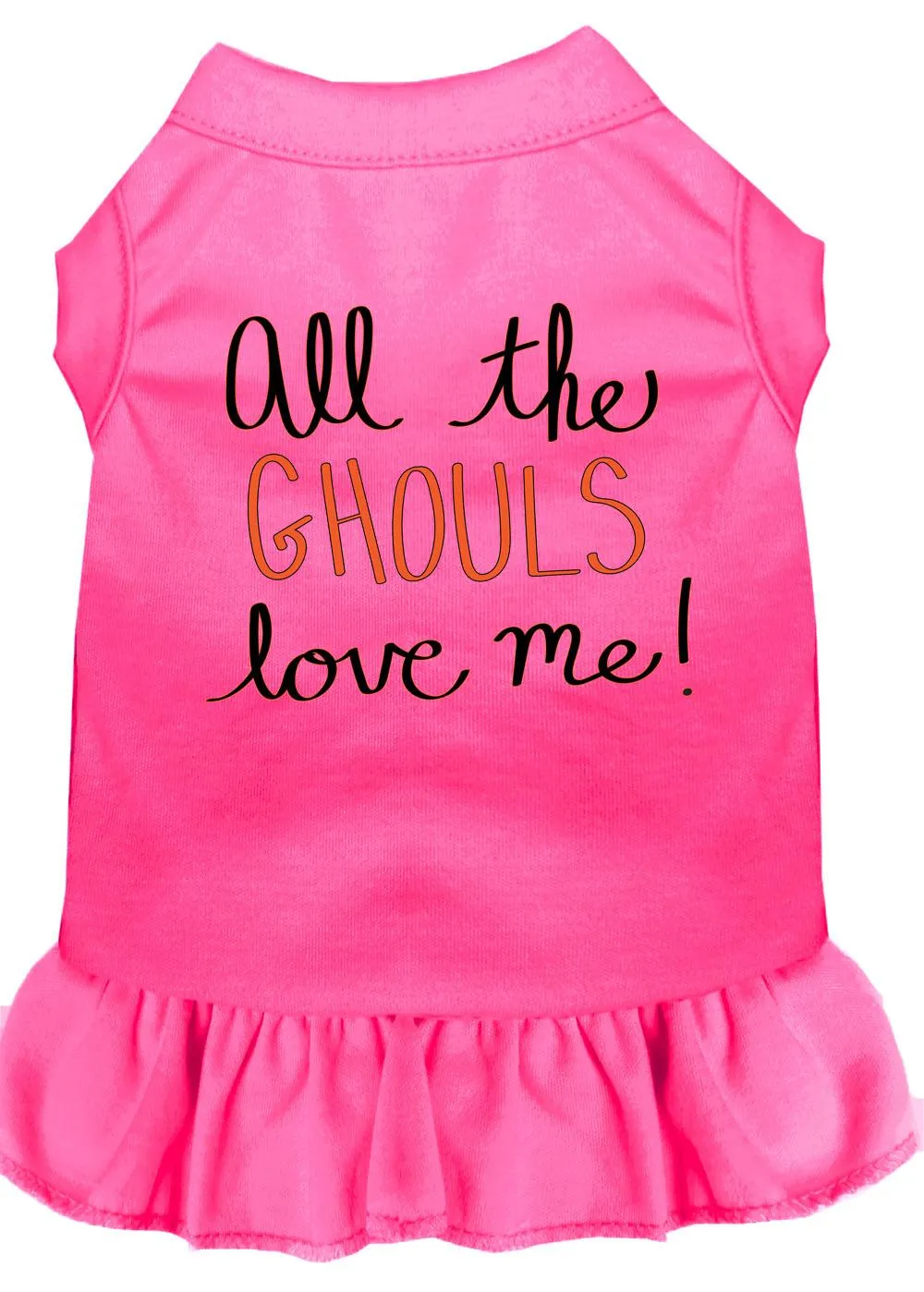 All The Ghouls Screen Print Dog Dress Bright Pink Xl (16)