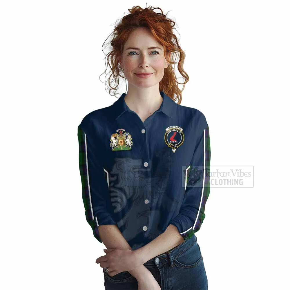 Armstrong Tartan Women's Casual Shirt with Family Crest and Lion Rampant Vibes Sport Style