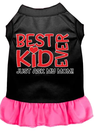 Ask My Mom Screen Print Dog Dress Black With Bright Pink Xs (8)