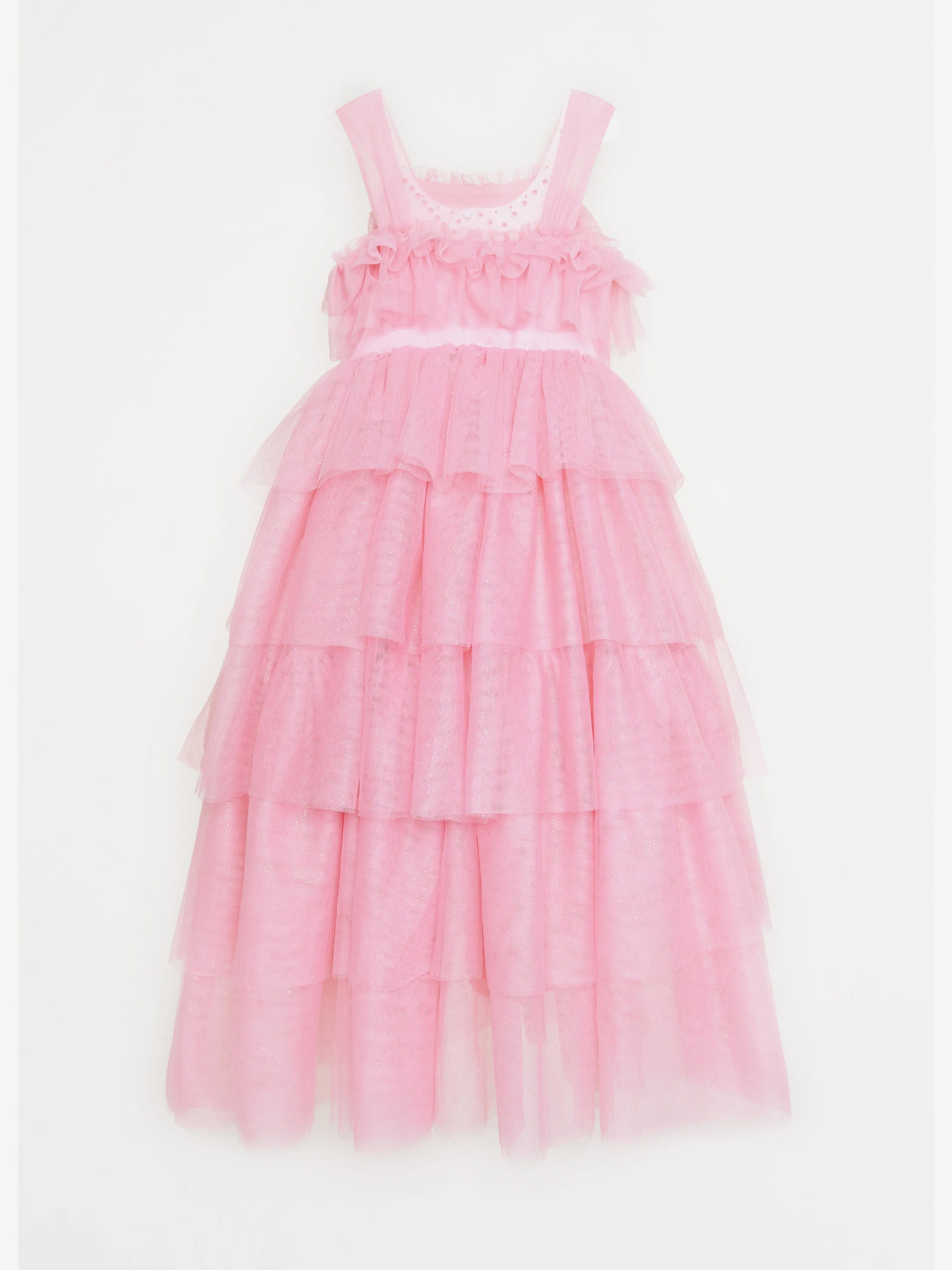 BCBG Girls Maxi Micro Plisse Tulle Dress in Pink