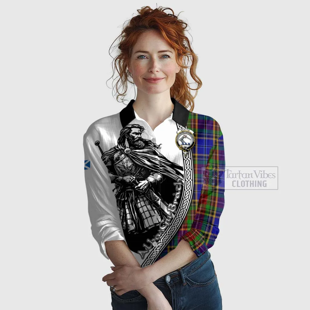 Beattie (Beatty) Tartan Clan Crest Women's Casual Shirt with Highlander Warrior Celtic Style