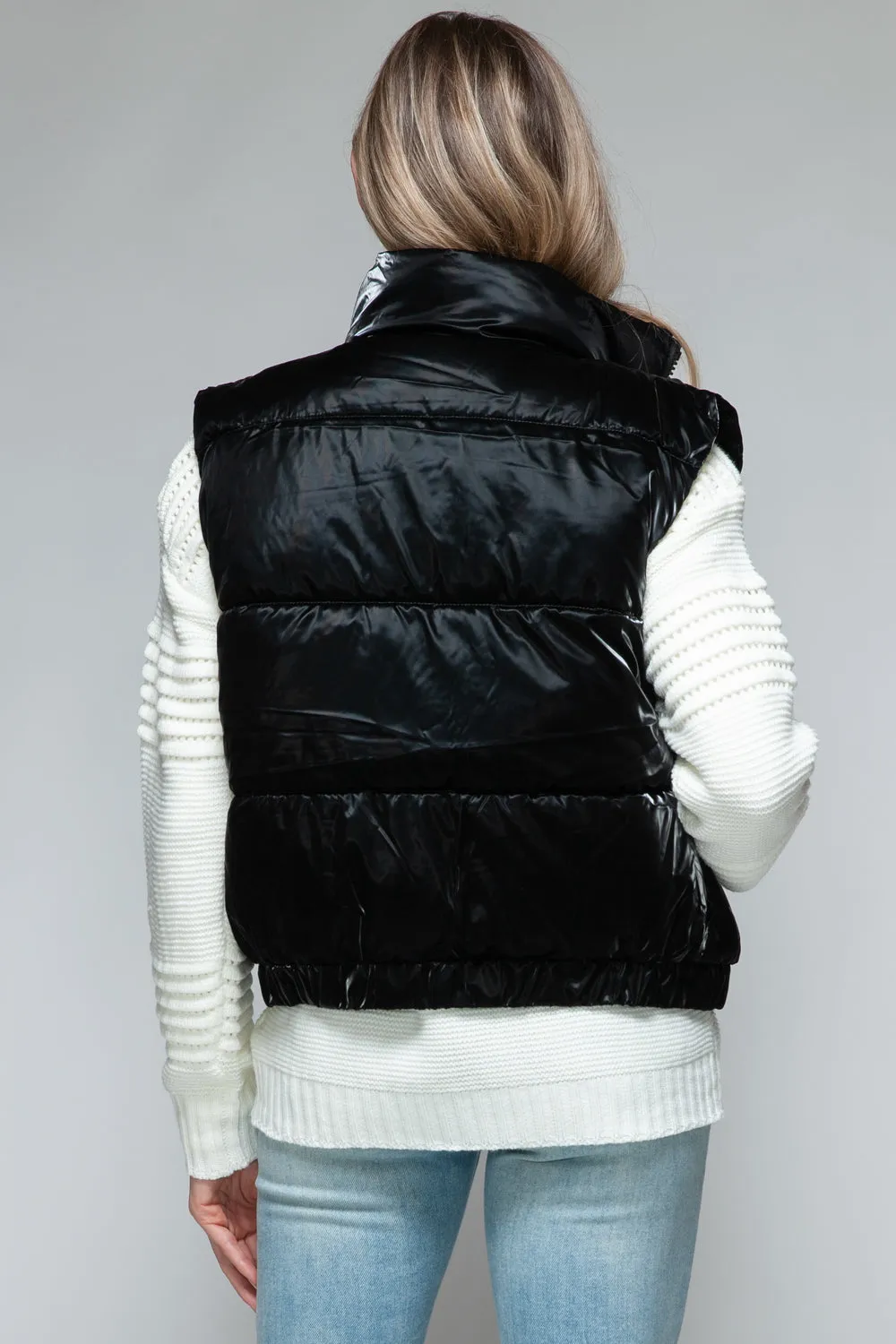 Black Fine Fur Lining Quilted Vest