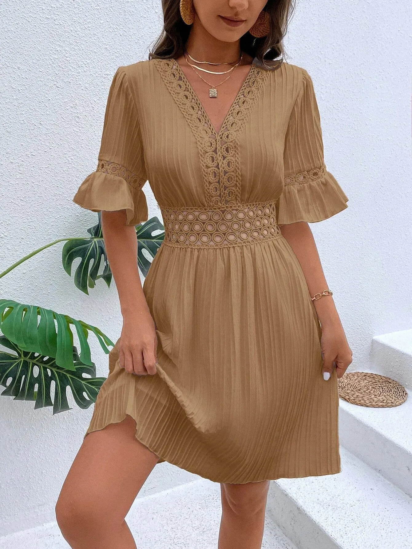 Bohemian Casual Ruffle Dress_CWDSD4029