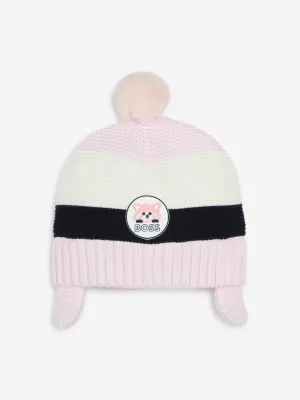 BOSS Baby Girls Pom Pom Beanie With Flaps in Pink