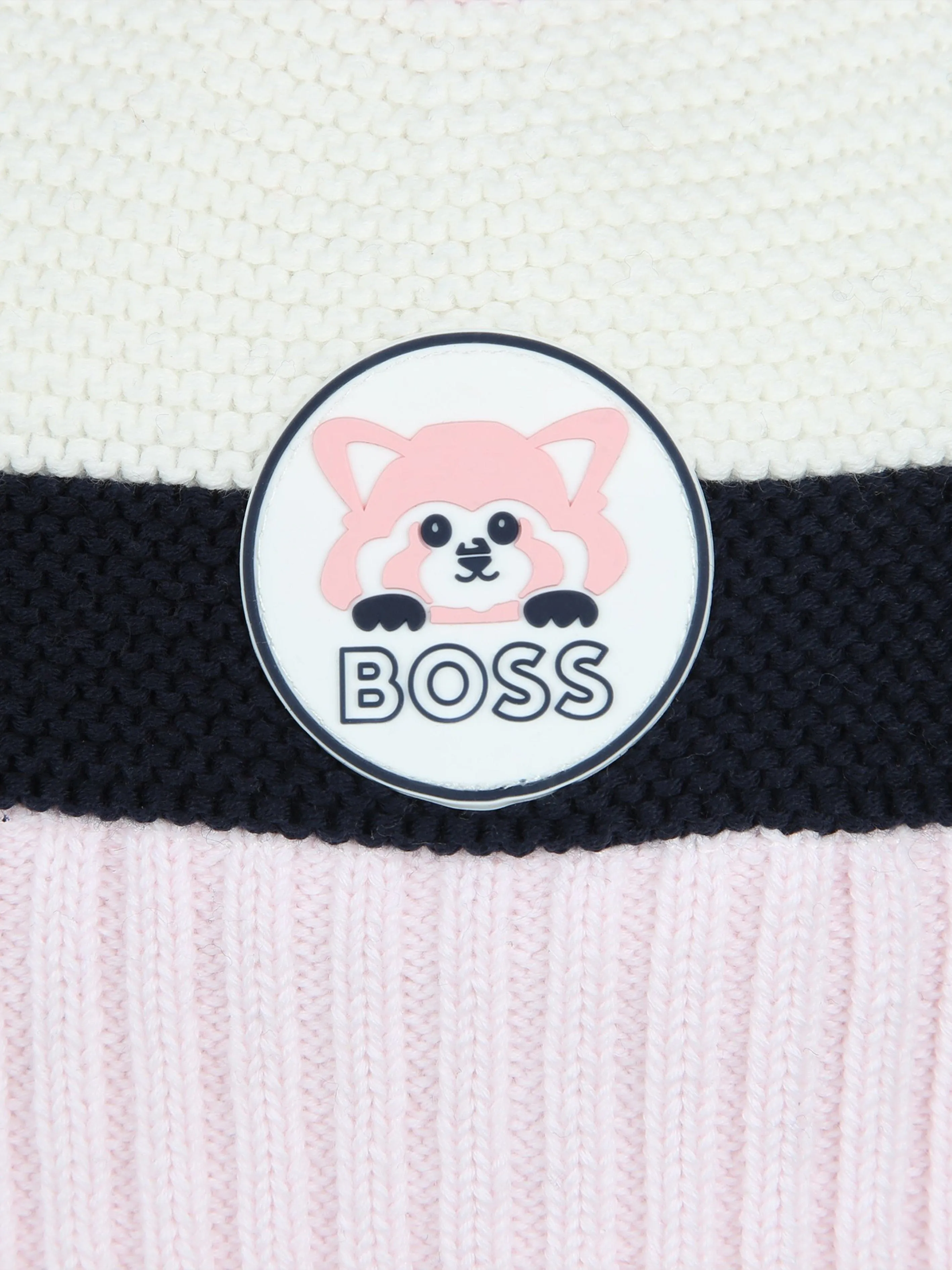 BOSS Baby Girls Pom Pom Beanie With Flaps in Pink