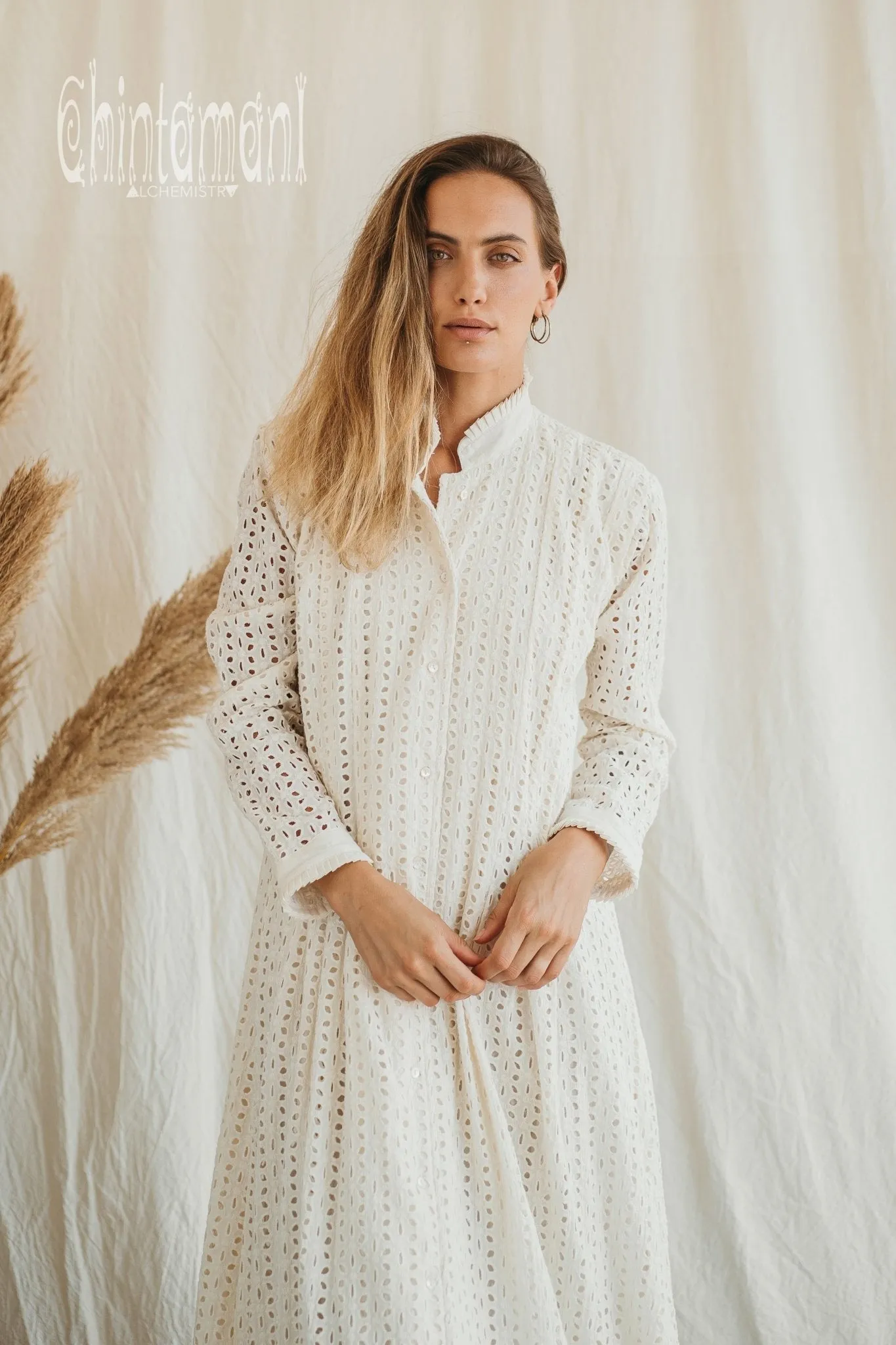 Certified Organic Cotton Maxi Shirt Dress / Off White