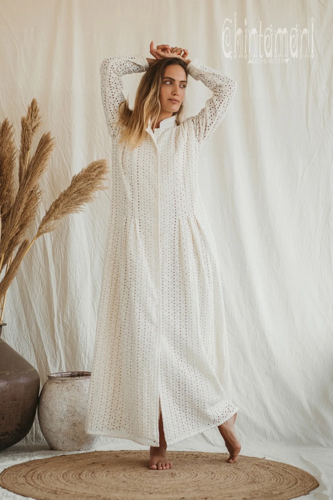 Certified Organic Cotton Maxi Shirt Dress / Off White