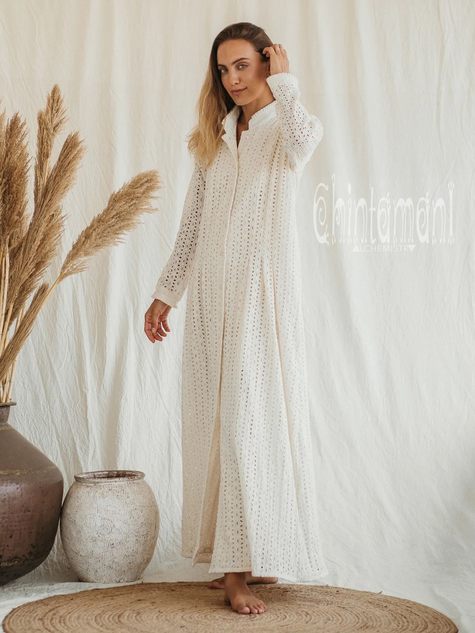 Certified Organic Cotton Maxi Shirt Dress / Off White