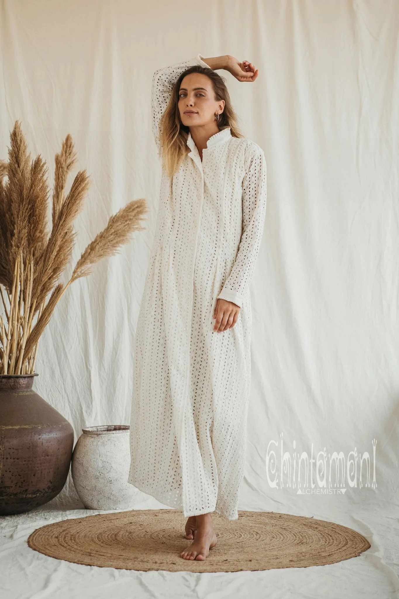 Certified Organic Cotton Maxi Shirt Dress / Off White