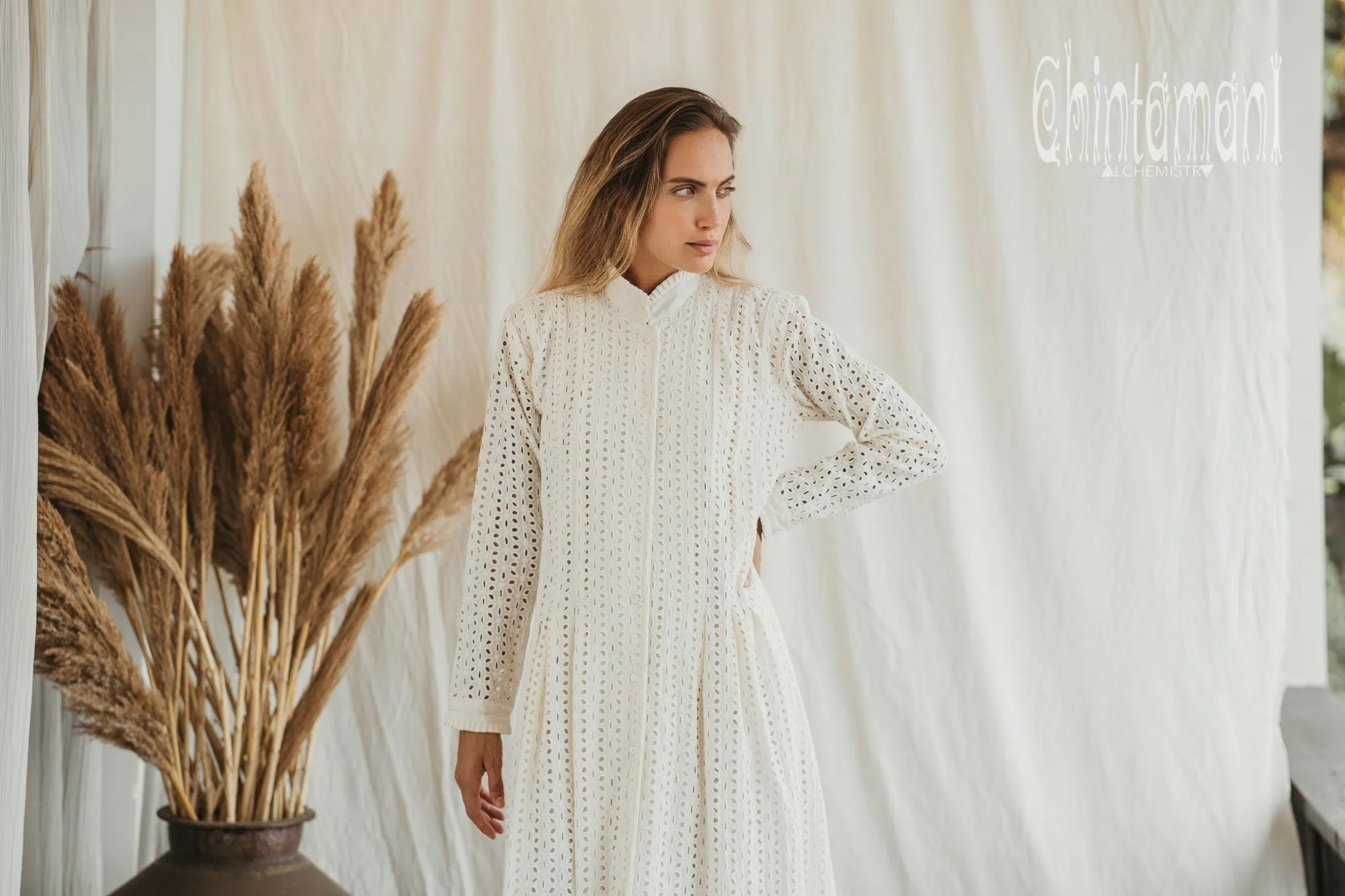 Certified Organic Cotton Maxi Shirt Dress / Off White