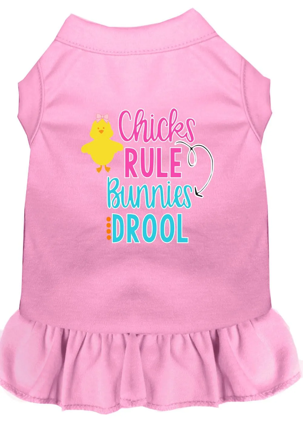 Chicks Rule Screen Print Dog Dress Light Pink Xs (8)