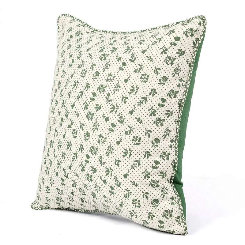 Cotton Cushion Cover | Dominoterie Small Floral Print | Green