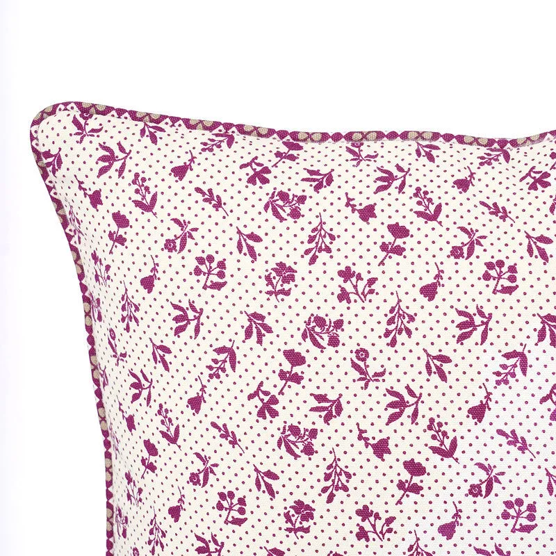 Cotton Cushion Cover | Dominoterie Small Floral Print | Plum