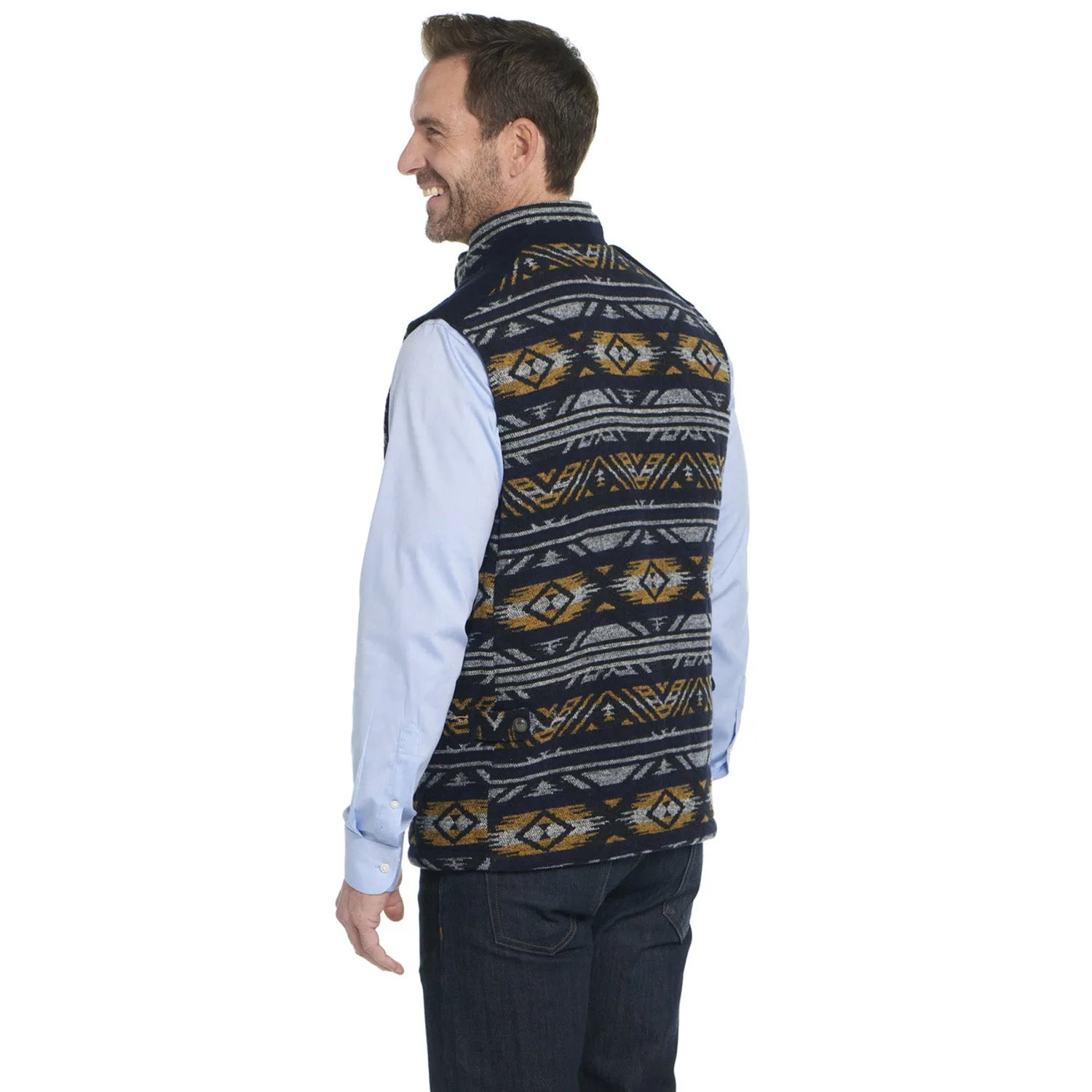 Cripple Creek Mens Navajo Blanket Zip Trim Scotch Blue 100% Polyester Vest