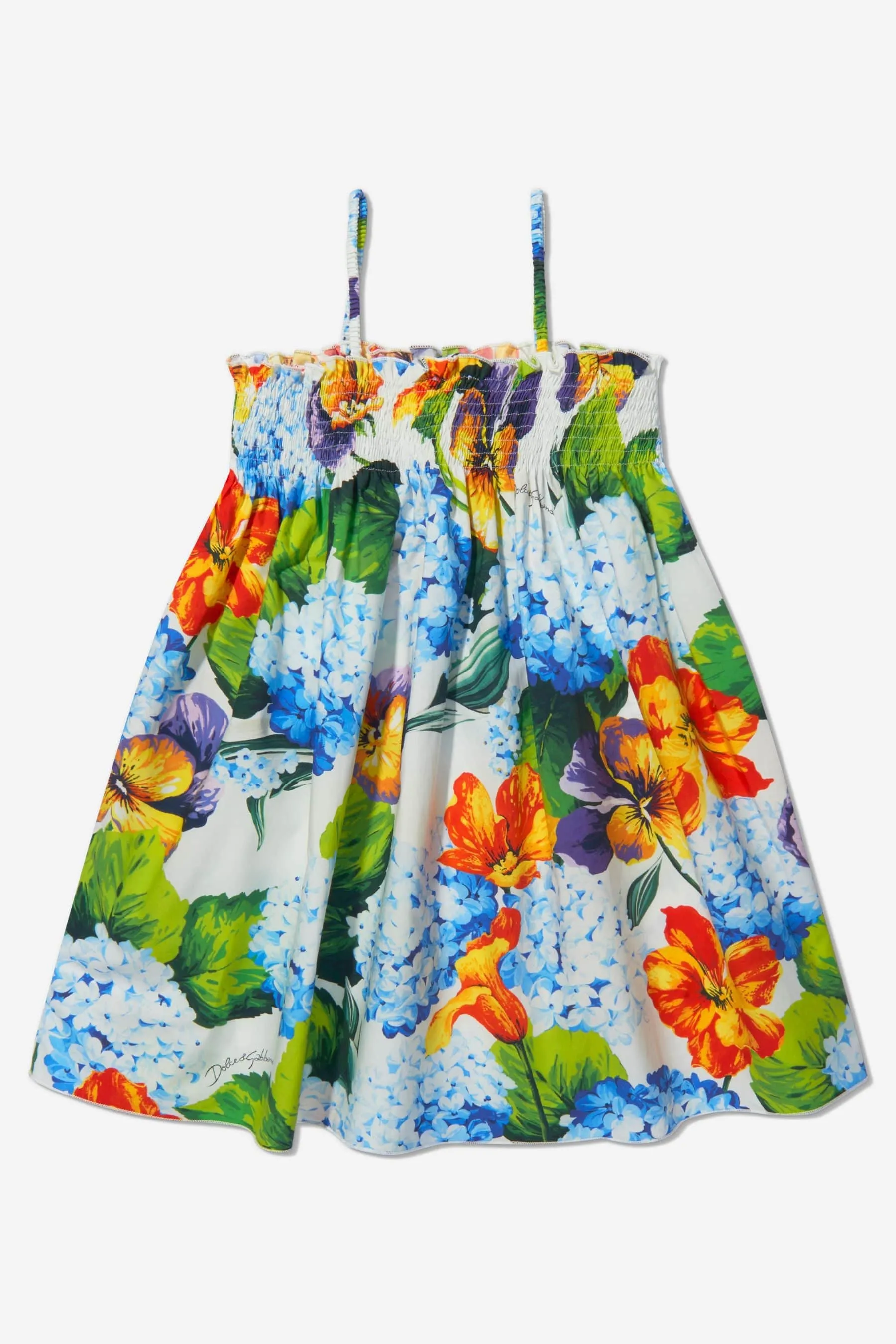 Dolce & Gabbana Girls Cotton Hydrangea And Violet Dress