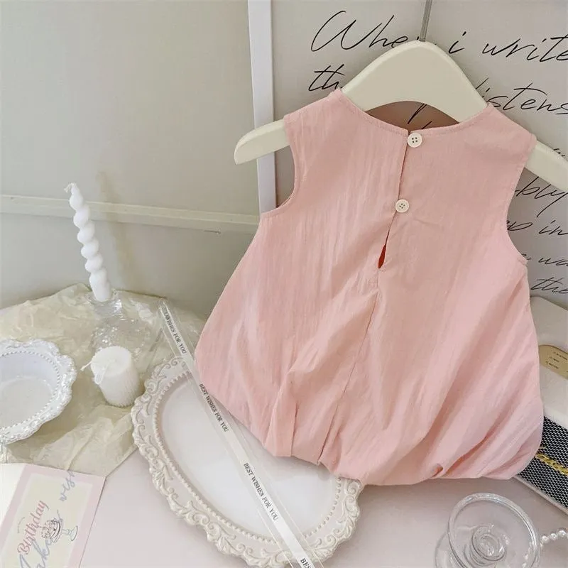 DUNNMALL  Baby Summer Pink Cute Small Mushroom Bud Skirt Western Style Sleeveless Sweet Vest Dress Princess Dress 0207a016