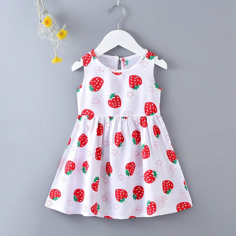 DUNNMALL  Children's Dress Summer Girls' Floral Princess Dress Beach Dress  Summer New Cotton Silk Strap Vest Dress