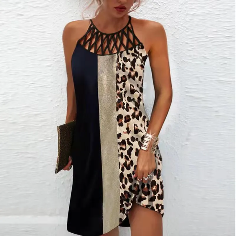 Fashion Print Casual Halterneck Dresses