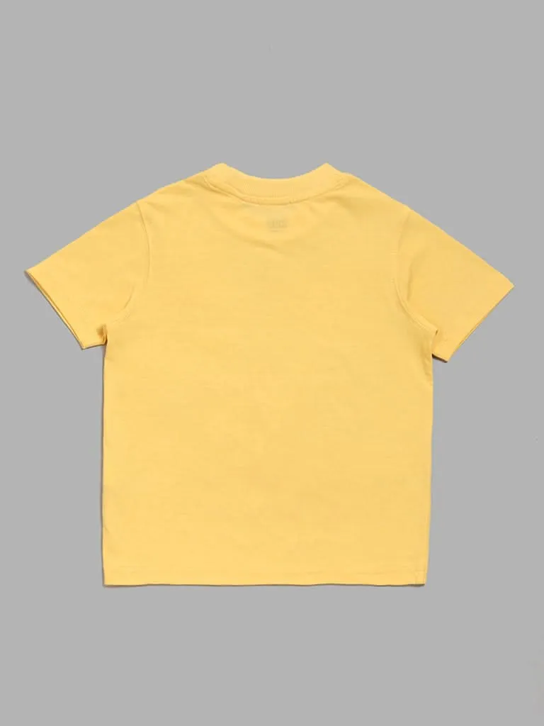 HOP Kids Typography Printed Yellow T-Shirt