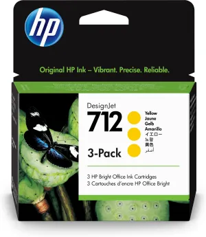 Hp 712 - 3-Pack - Yellow - Original - Designjet - Ink Cartridge