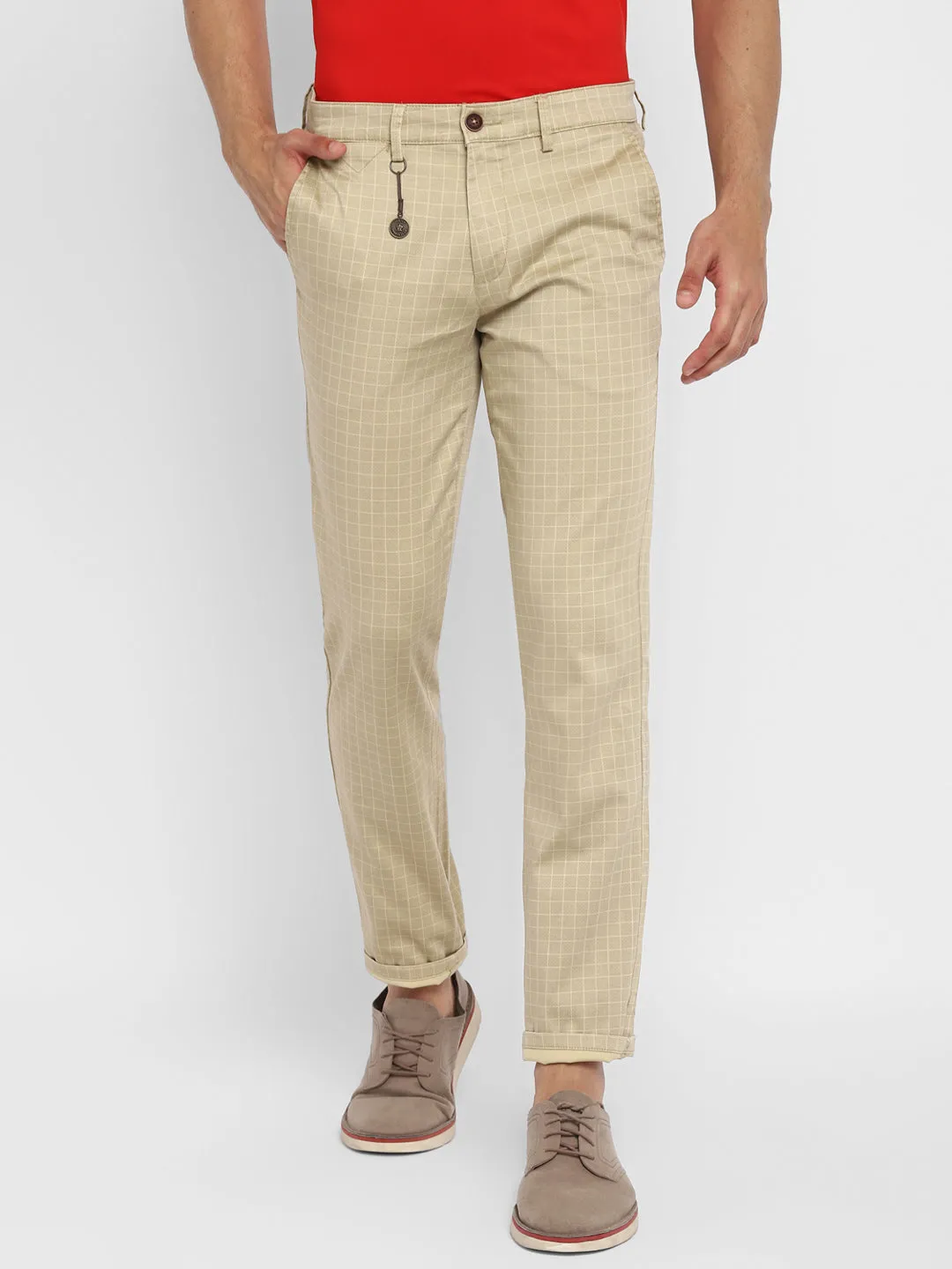 Khaki Checked Ultra Slim Fit Trouser