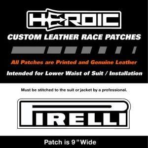 Leather Printed Patches - PIRELLI Lower Back 9in - White