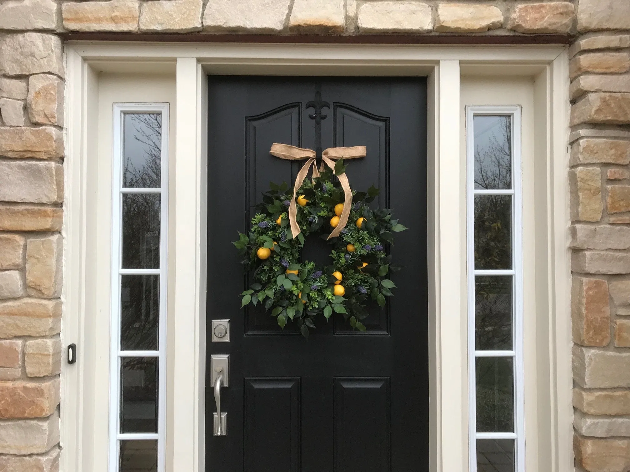 Lemons and Boxwood Wreath with Lavender