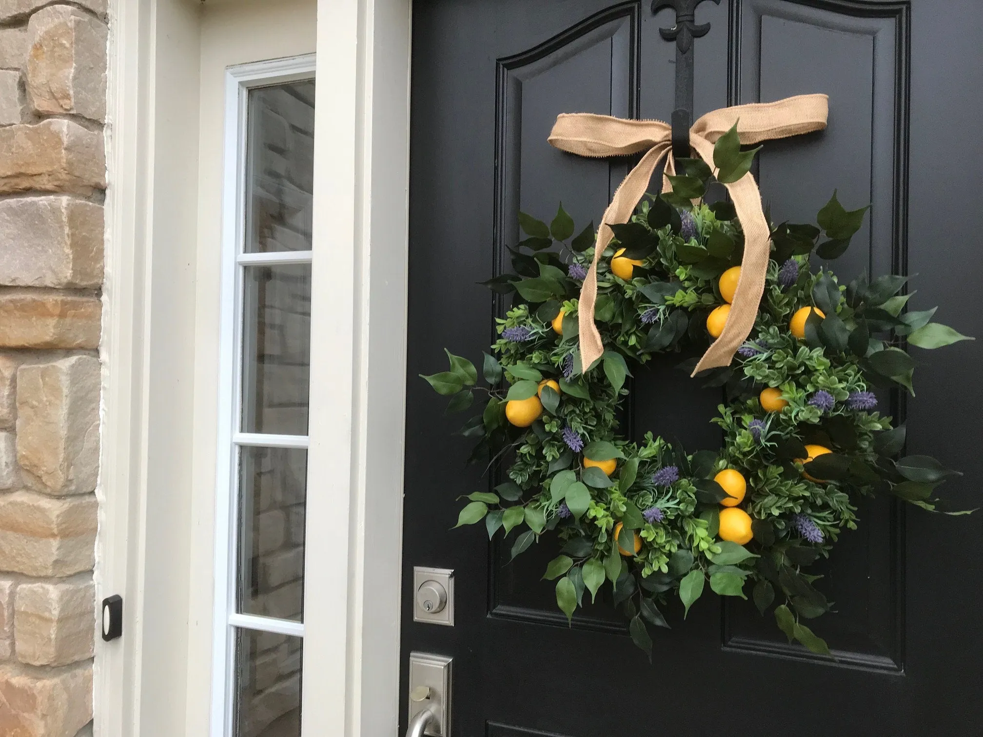 Lemons and Boxwood Wreath with Lavender