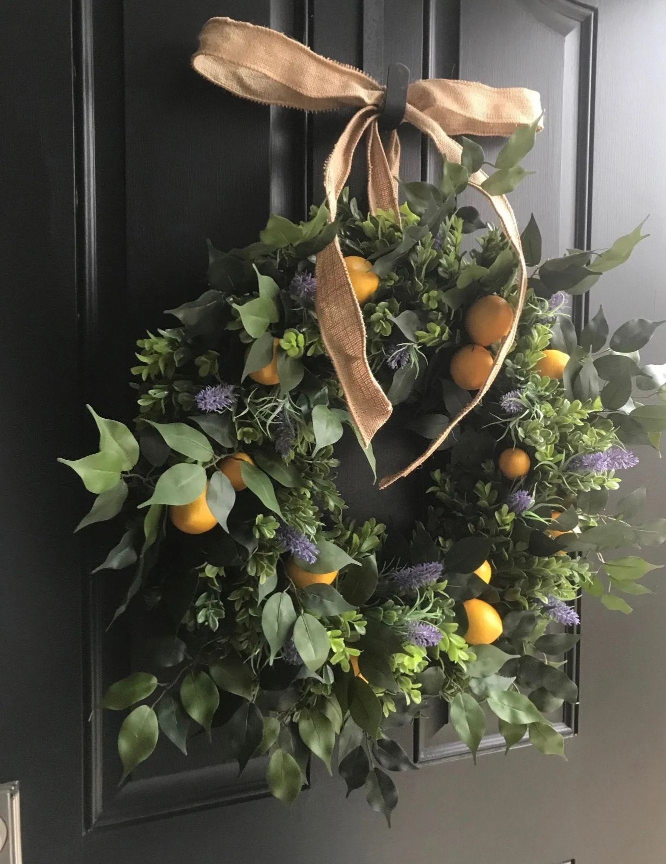 Lemons and Boxwood Wreath with Lavender