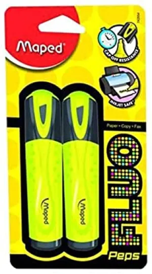 Maped Fluo Peps Highlighter Classic Yellow Blister Pack of 2pcs