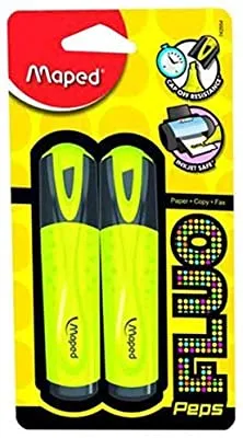 Maped Fluo Peps Highlighter Classic Yellow Blister Pack of 2pcs