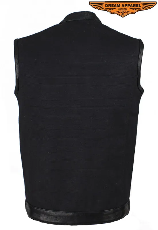 Mens Black Canvas CLUB VEST® with Zipper and Snaps on Front