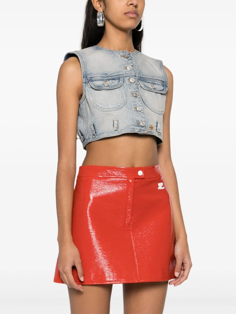 Multiflex Blue Denim Cropped Vest