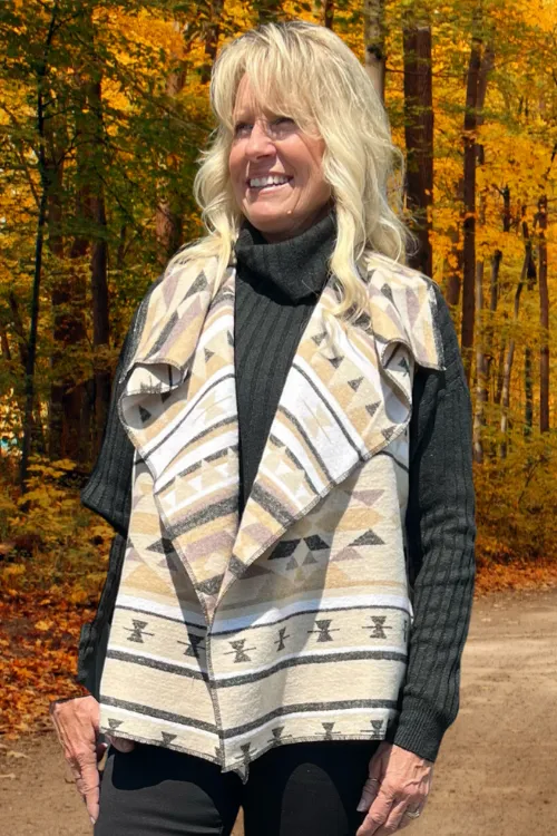 Navajo Open Front Blanket Wrap Vest