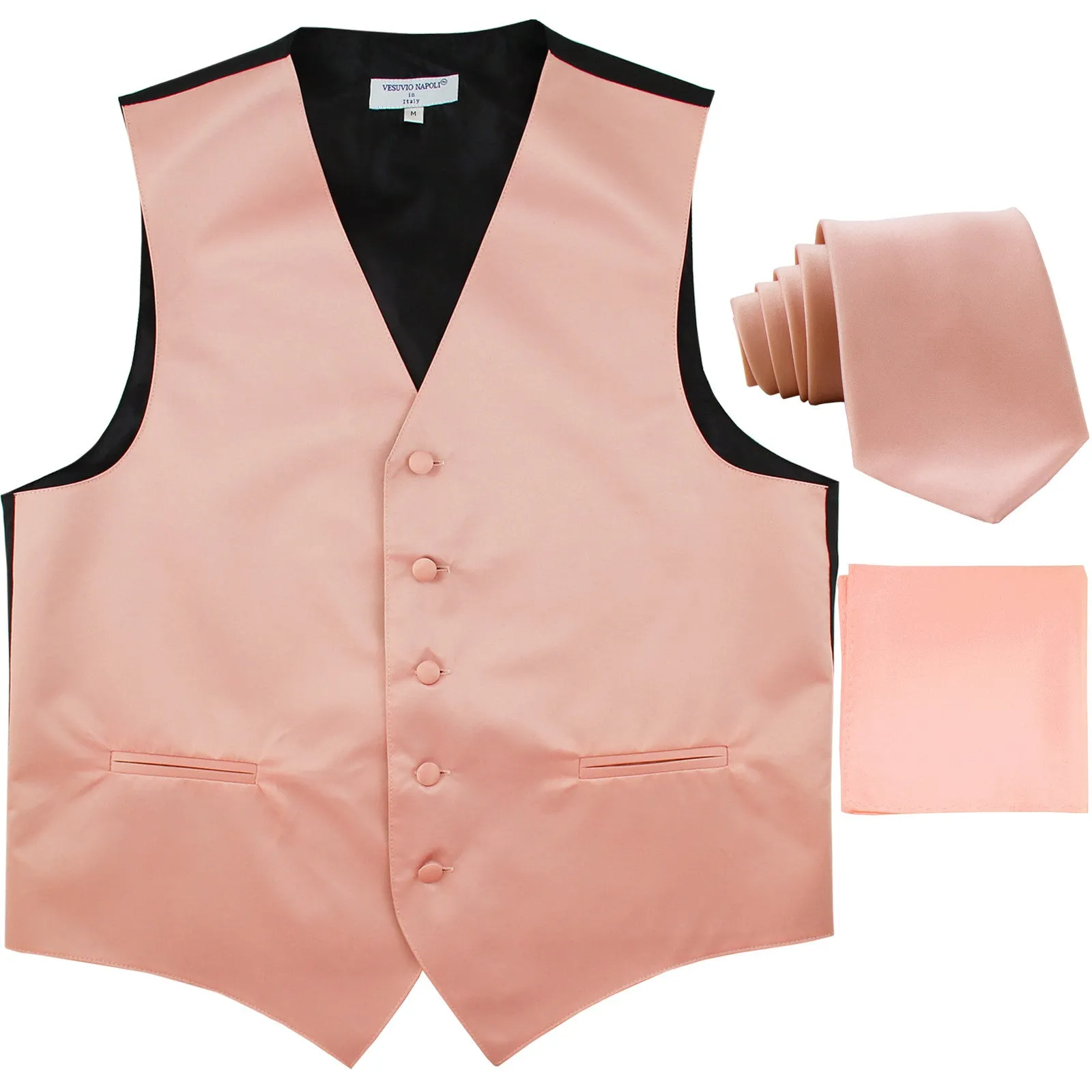 New Men's formal vest Tuxedo Waistcoat_necktie & hankie set wedding misty pink