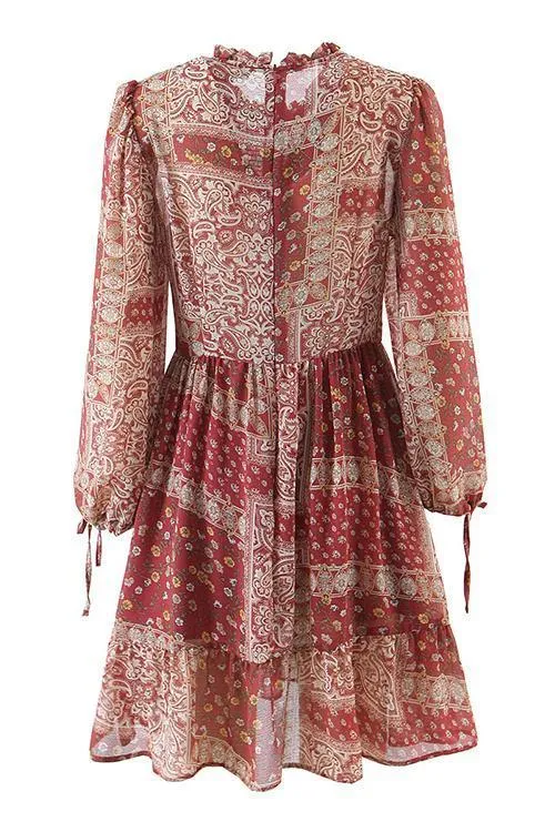 Paisley Floral Print Smock Mini Dress