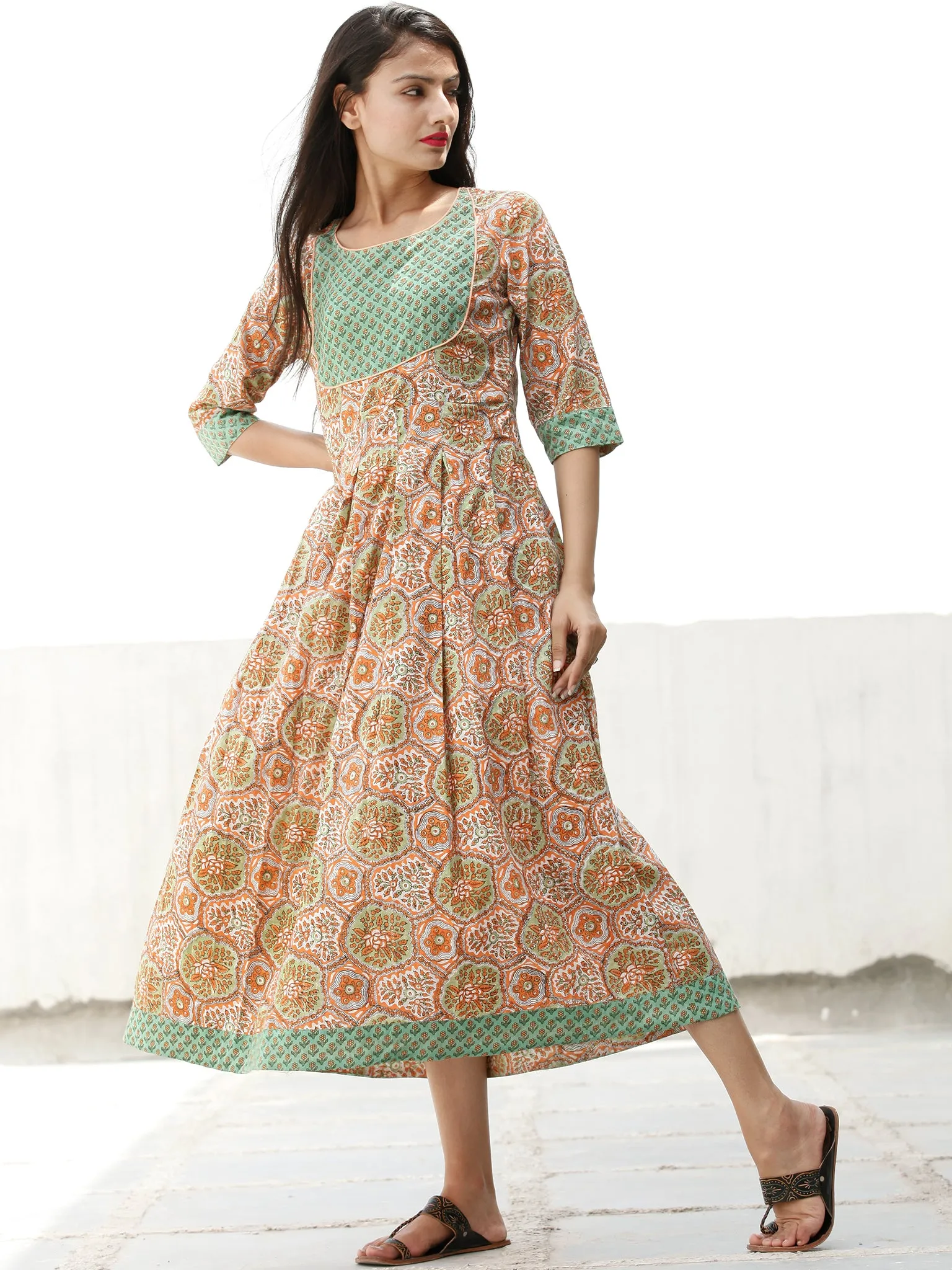 Pastel Wonders  - Block Printed Cotton Dress  - D70F1917