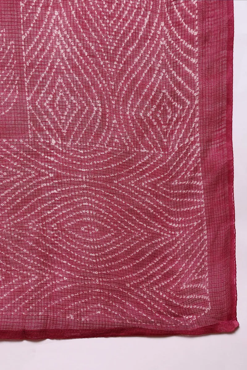 Pink Pure Cotton Bandhani Printed A Line Suit Set