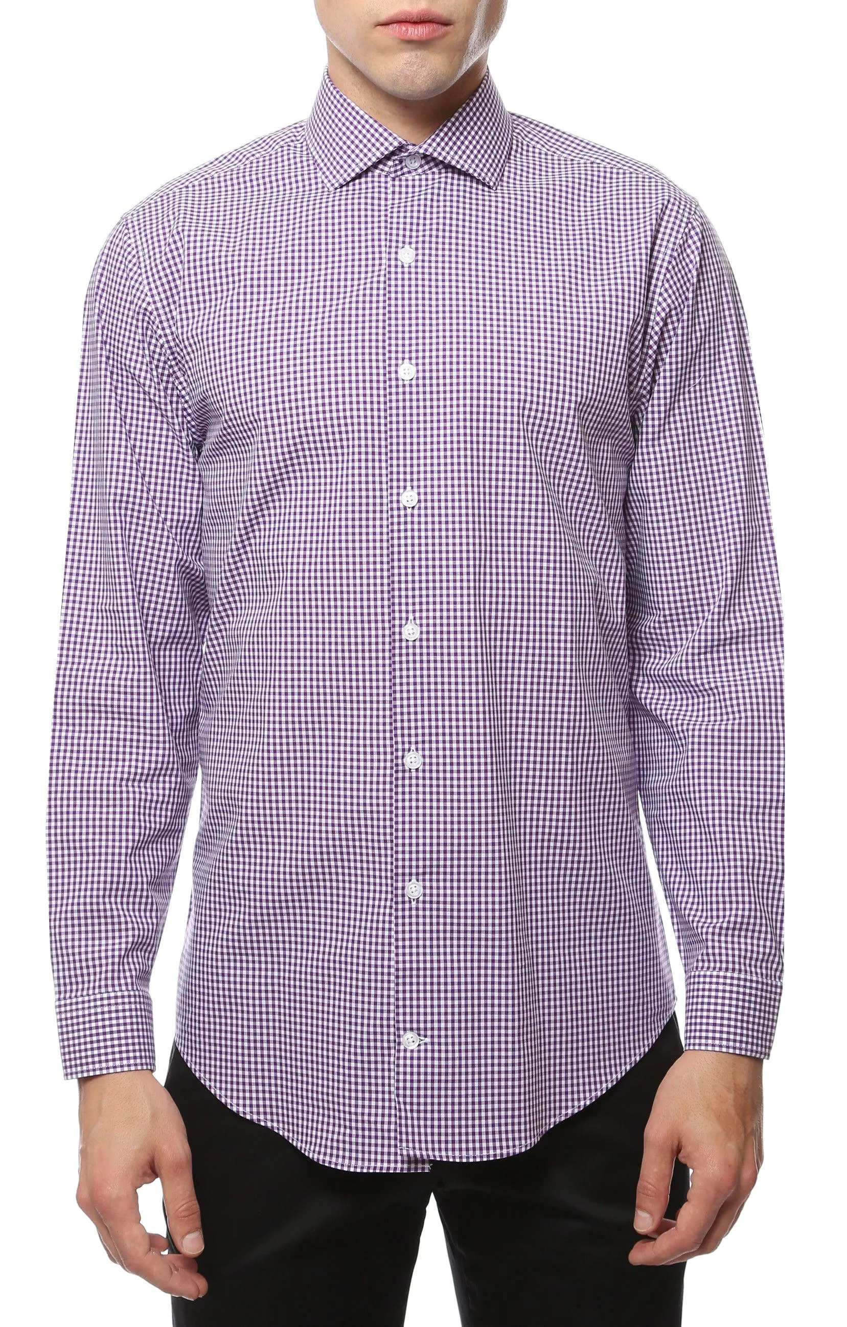 Purple Gingham Check Dress Shirt - Slim Fit