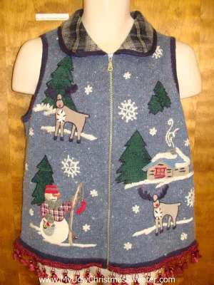 Reindeer in Winter Ugly Christmas Sweater Vest