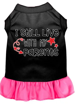 Still Live With My Parents Screen Print Dog Dress Black With Bright Pink Xxxl (20)