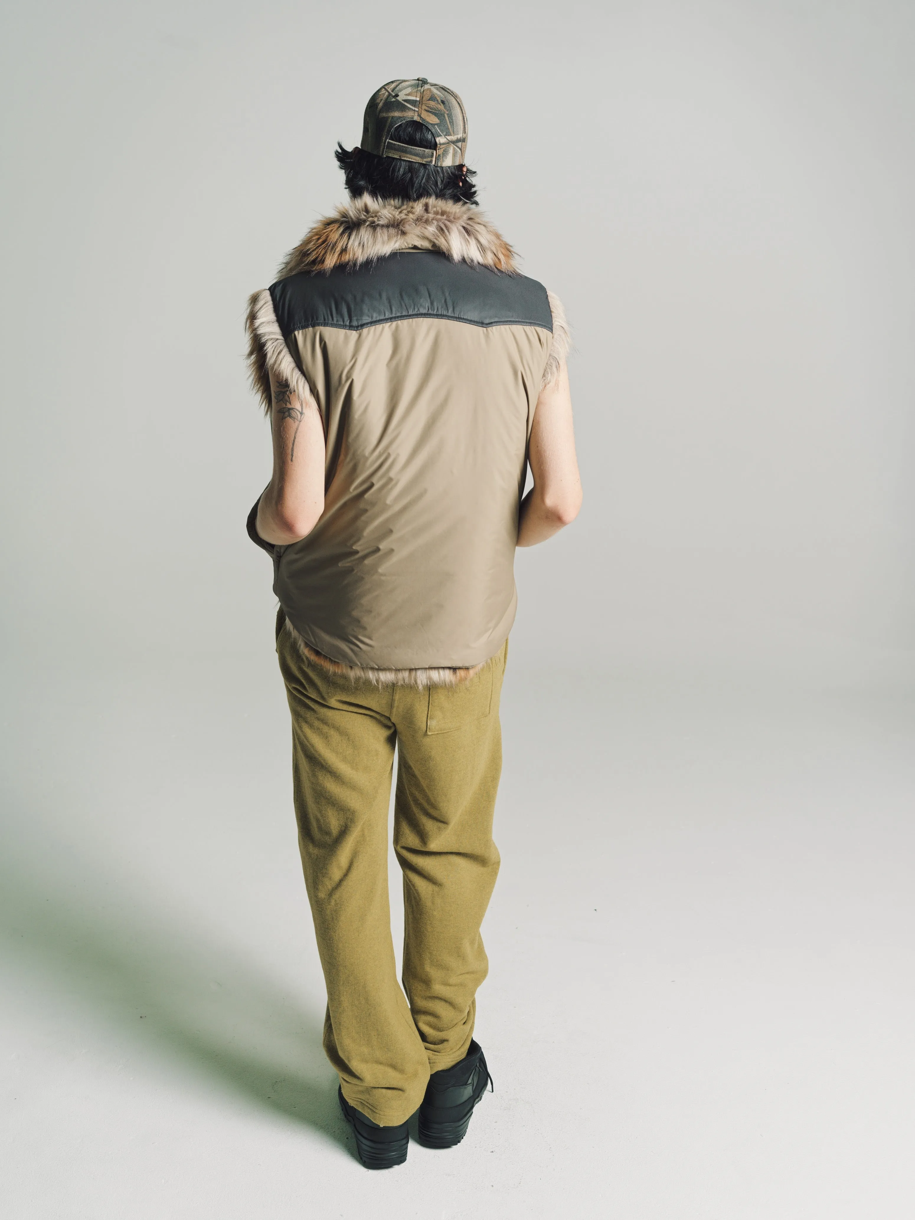 Tan Woolrich Reversible Puffer Vest