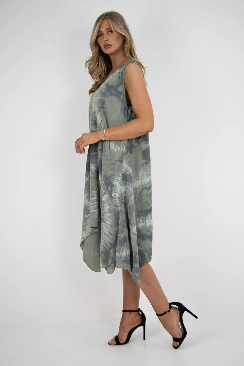 Tie Dye Print Vest Dress