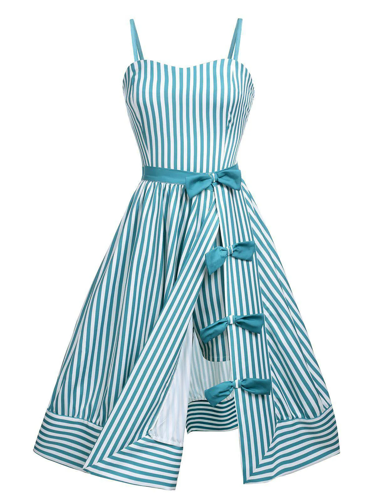 Turquoise 1950s Stripes Romper & Skirt