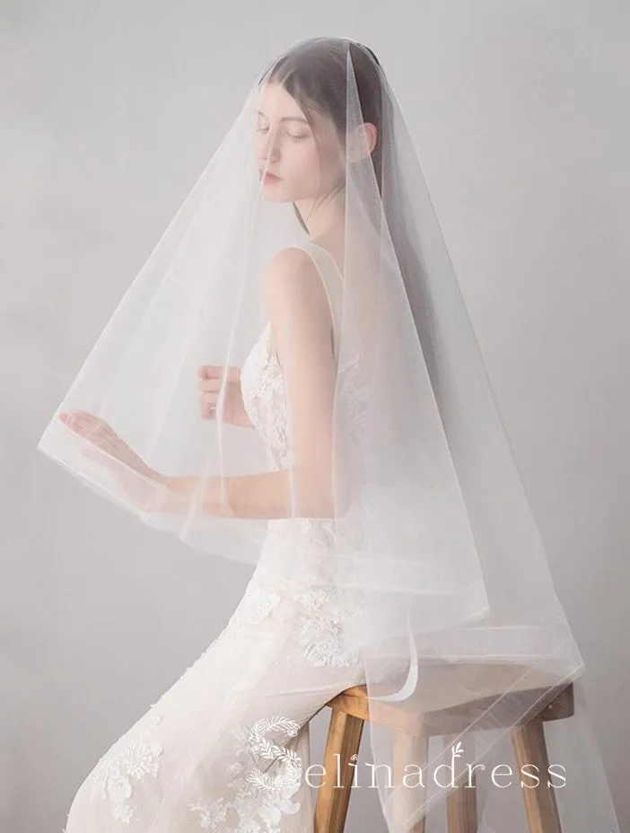 Two-Layers Ivory Tulle Knee Length Wedding Veils ALC011