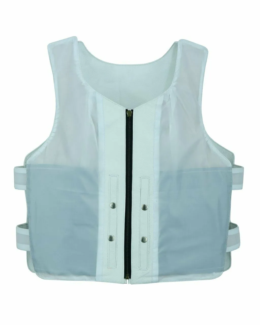 White Leather Women Bulletproof Style Motorcycle Vest