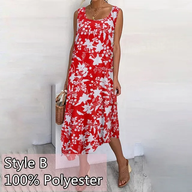 Wjczt 2022 Women&#39;s Summer Long Dress Fashion Beach Sleeveless Vest Maxi Dress Celmia Casual Asymmetrical Sundress Solid Loose Robes