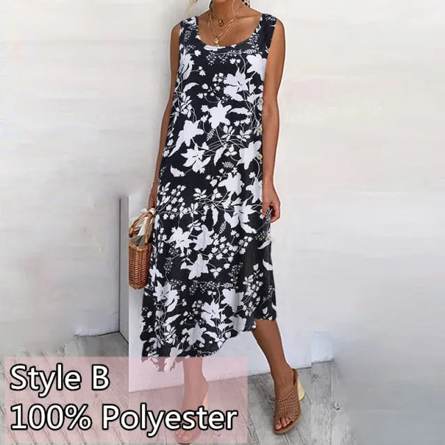 Wjczt 2022 Women&#39;s Summer Long Dress Fashion Beach Sleeveless Vest Maxi Dress Celmia Casual Asymmetrical Sundress Solid Loose Robes