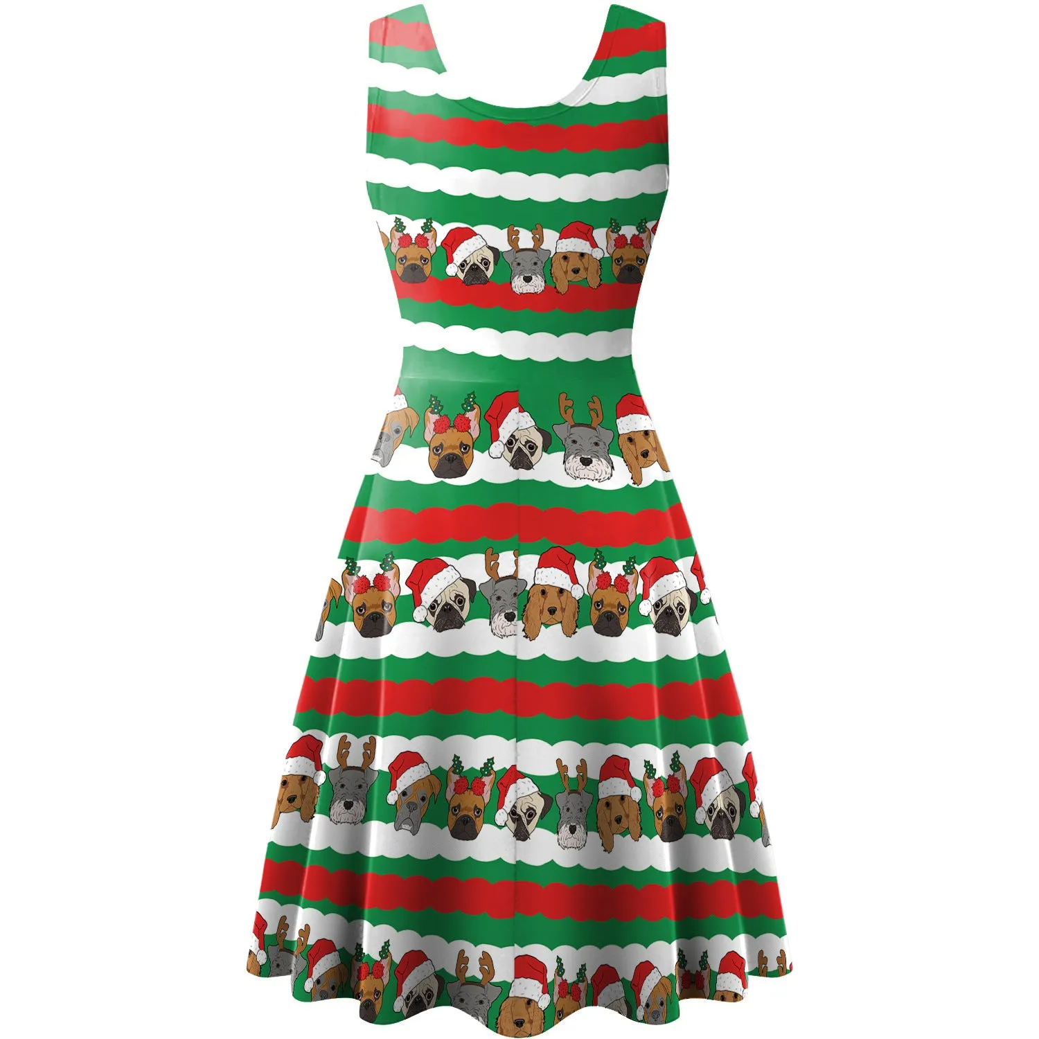 Women Sleeveless Vest Christmas Elk Digital Printed Dress